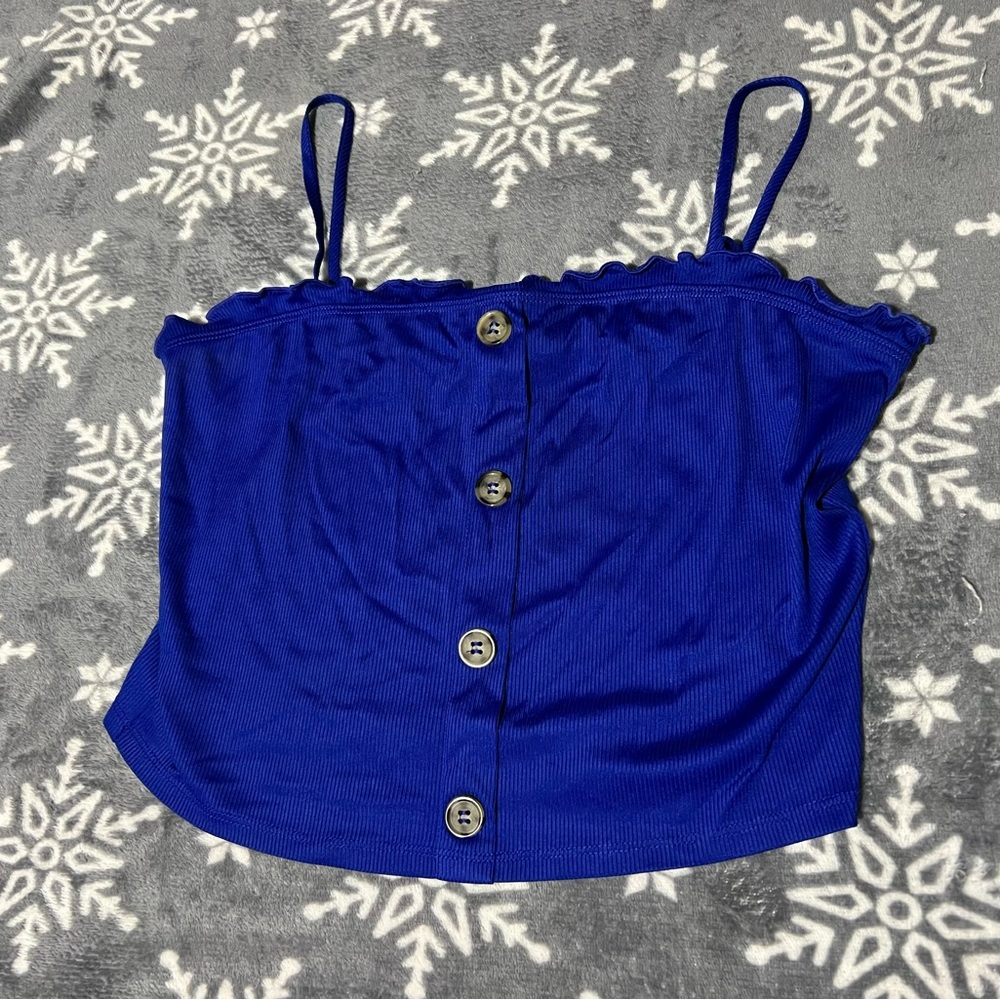 Frilly buttoned spaghetti strap